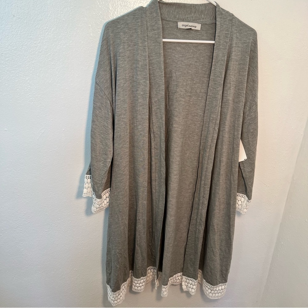 Angel Maternity Birthing and Nursing Robe Heather Gray - Picture 4 of 13